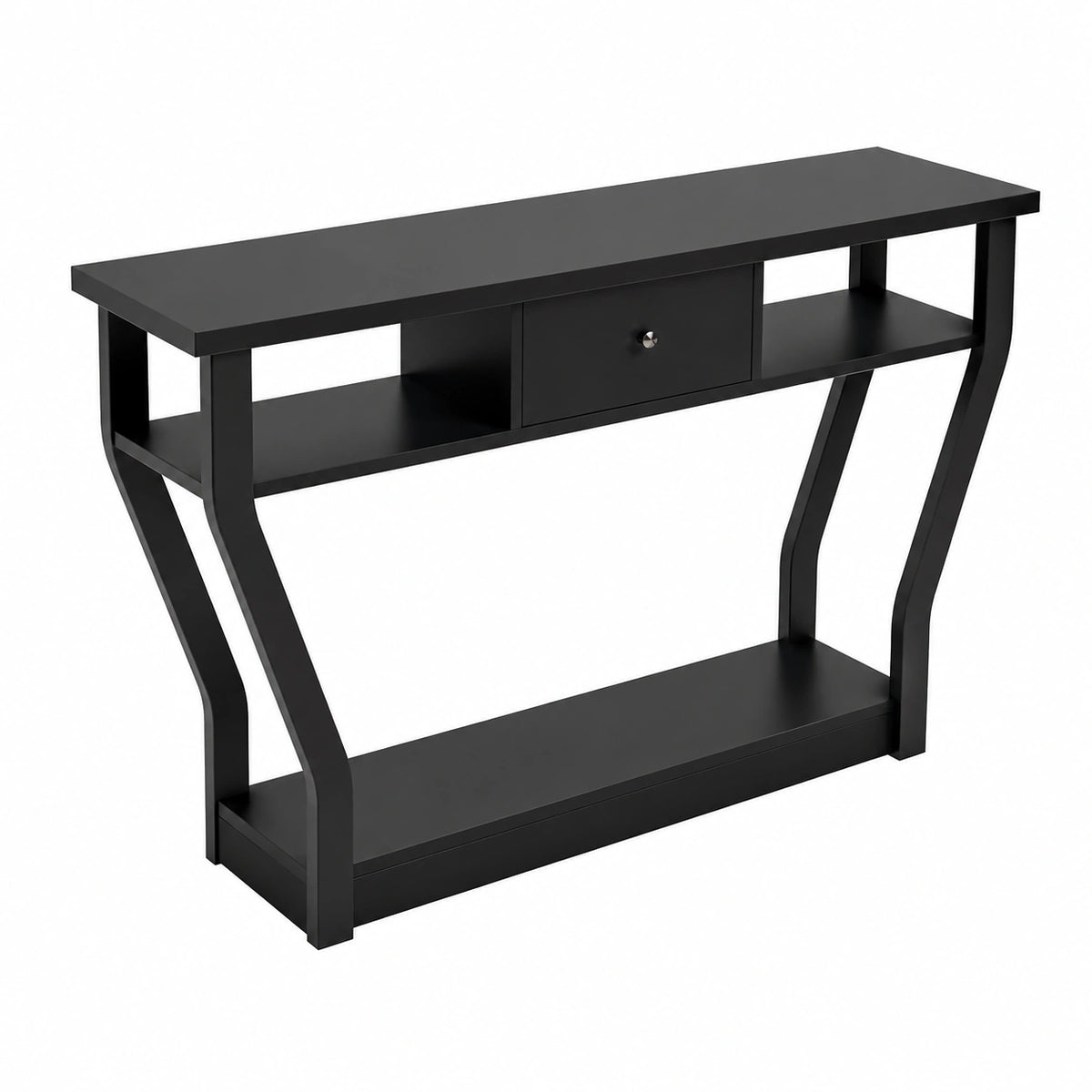 Tavolo Console a 3 Livelli, Tavolo Consolle in Legno, Tavolo d'Ingresso Sottile, Stretto, 1 Cassetto