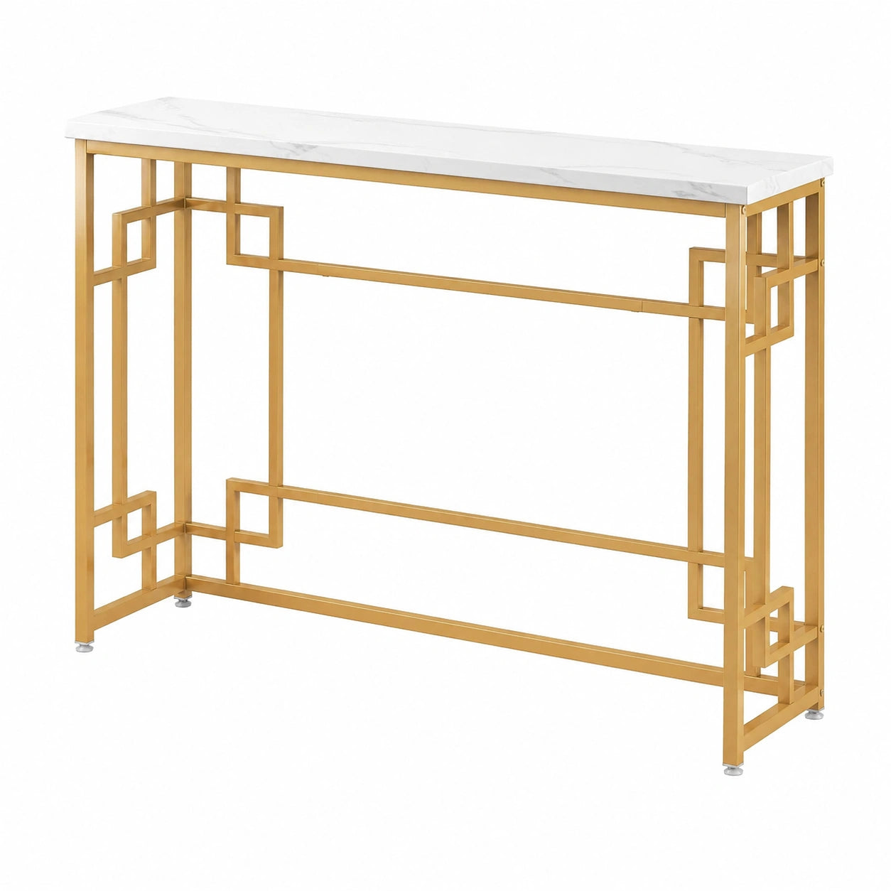 Tavolo Console Moderno, Tavolo Consolle, Effetto di Marmo, Tavolo d'Ingresso, Telaio in Metallo