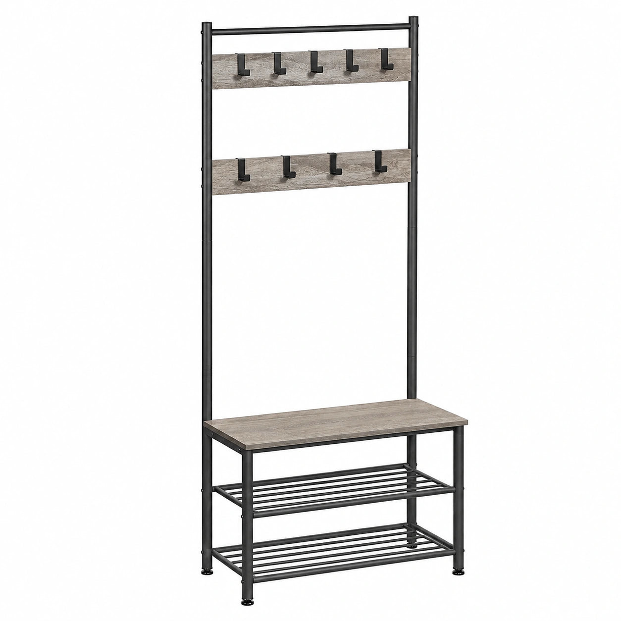 Panca Scarpiera 72,5 × 33 × 184,5 cm, Struttura Autoportante Dotata di Tre Ripiani, Arredo Funzionale Ideale per Corridoio ed Ingresso Casa Grigio