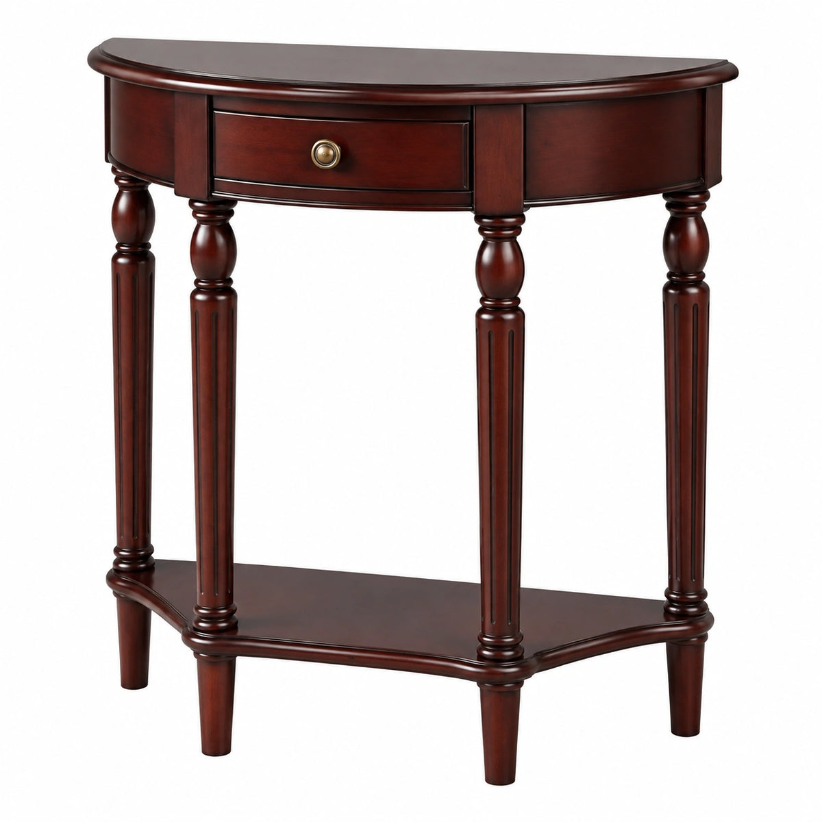 Tavolo Consolle Ingresso Moderno In Legno con Cassetto, 60cm Tavolo D'ingresso Semicircolare, Mobile Dietro Divano Salvaspazio, Mobile Espositivo A