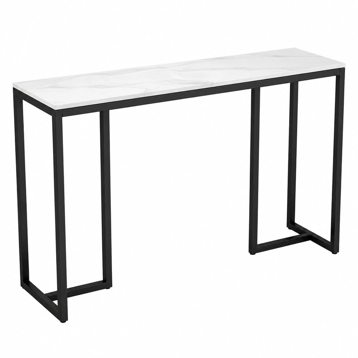 Consolle Ingresso Tavolo Bianco Stile Italiano 100cm, Moderno Salvaspazio Consolle in Pietra Sinterizzata Struttura Metallo per Soggiorno Corridoio